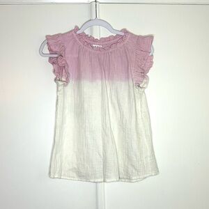 THML Cotton Ruffle Ombre Pink/White Top